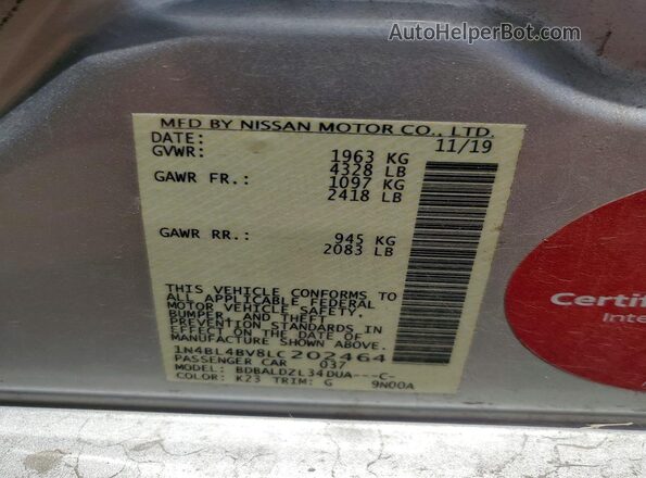 1N4BL4BV8LC202464 2020 NISSAN ALTIMA White Շարժիչի բաժամունքի տեսք