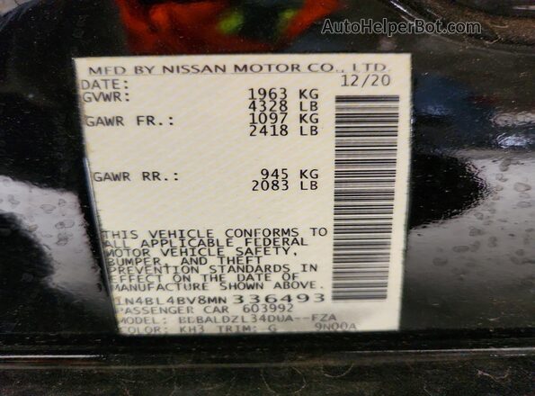1N4BL4BV8MN336493 2021 NISSAN ALTIMA Black Engine compartment view