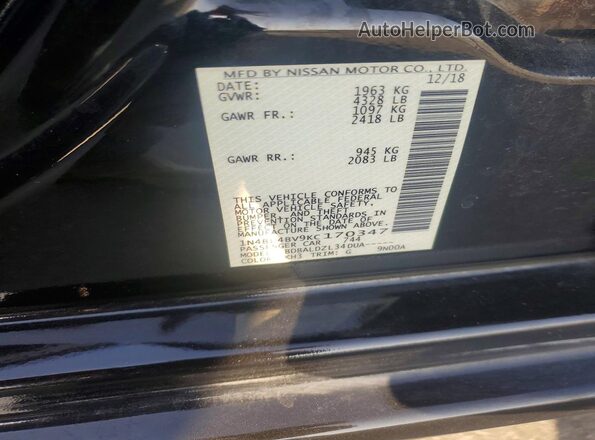 1N4BL4BV9KC170347 2019 NISSAN ALTIMA Черный Вид подкапотного пространства