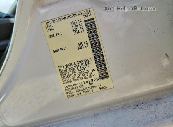1N4BL4BV9LC147829 2020 NISSAN ALTIMA White Vista del compartimento del motor