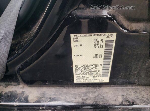 1N4BL4BVXLC220495 2020 NISSAN ALTIMA Black Вид підкапотного простору