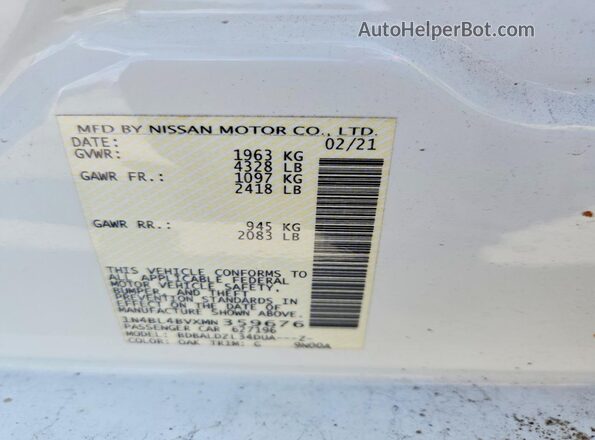1N4BL4BVXMN359676 2021 NISSAN ALTIMA White Vista del compartimento del motor