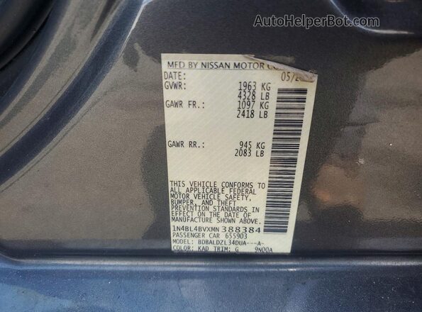1N4BL4BVXMN388384 2021 NISSAN ALTIMA Gray ძრავის განყოფილების ხედი