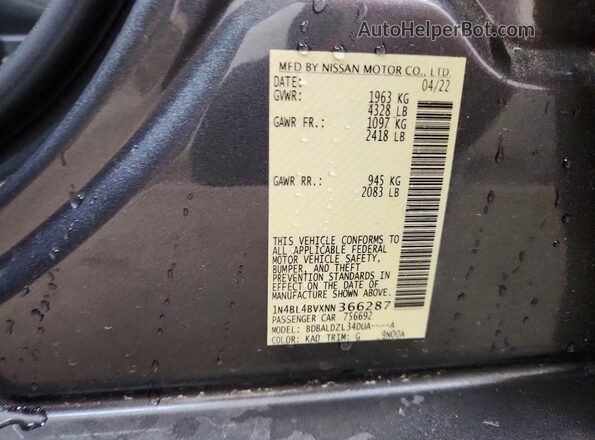 1N4BL4BVXNN366287 2022 NISSAN ALTIMA Gray Engine compartment view