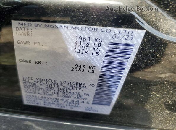 1N4BL4BVXPN423445 2023 NISSAN ALTIMA Black Շարժիչի բաժամունքի տեսք