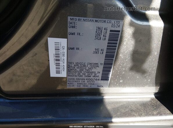 1N4BL4BVXRN400766 2024 NISSAN ALTIMA Gray ძრავის განყოფილების ხედი