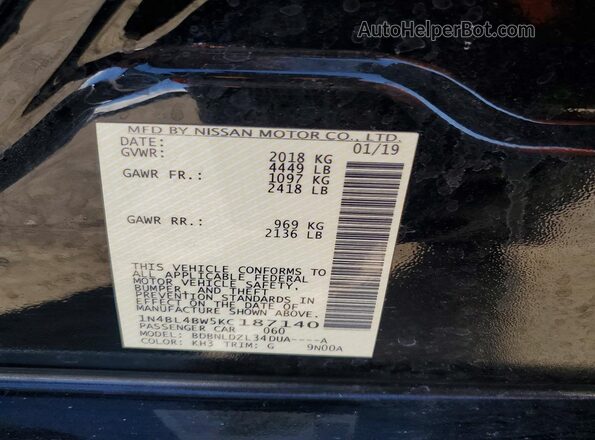 1N4BL4BW5KC187140 2019 NISSAN ALTIMA Black Widok komory silnika
