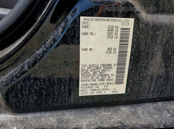 1N4BL4BW8KC207882 2019 NISSAN ALTIMA Black VIN sticker view