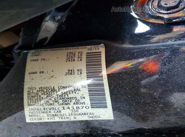 1N4BL4CV0LC141870 2020 NISSAN ALTIMA Black Engine compartment view