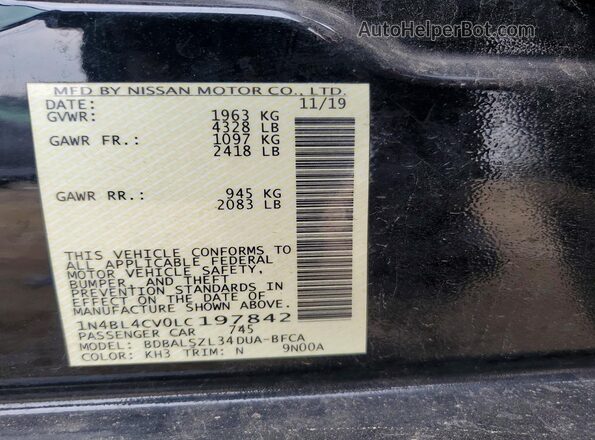 1N4BL4CV0LC197842 2020 NISSAN ALTIMA Black Vista del compartimento del motor