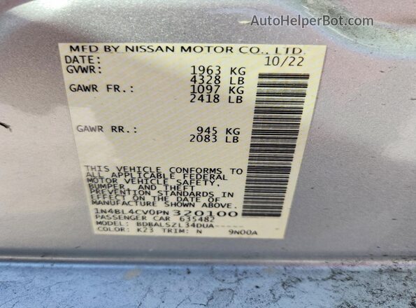 1N4BL4CV0PN320100 2023 NISSAN ALTIMA Silver Engine compartment view