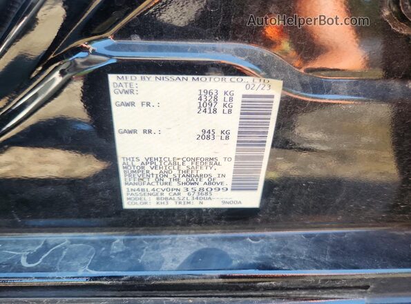 1N4BL4CV0PN358099 2023 NISSAN ALTIMA Черный Вид подкапотного пространства