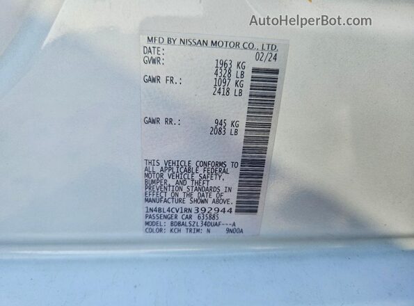 1N4BL4CV1RN392944 2024 NISSAN ALTIMA Gray Engine compartment view