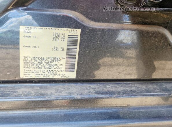 1N4BL4CV2LN309920 2020 NISSAN ALTIMA Gray Engine compartment view