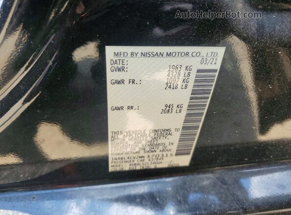 1N4BL4CV2MN370315 2021 NISSAN ALTIMA Черный Вид наклейки с VIN-кодом