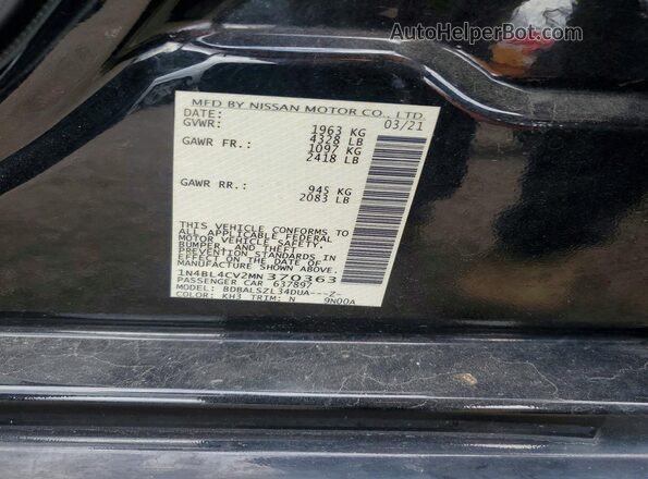 1N4BL4CV2MN370363 2021 NISSAN ALTIMA Black Widok komory silnika