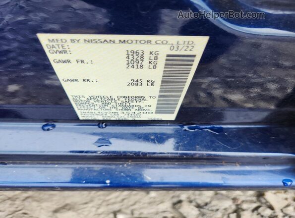 1N4BL4CV2NN354200 2022 NISSAN ALTIMA Blue Widok komory silnika