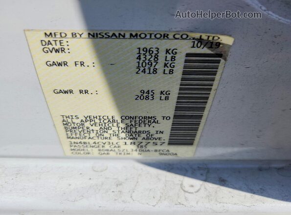1N4BL4CV3LC187757 2020 NISSAN ALTIMA White Widok komory silnika