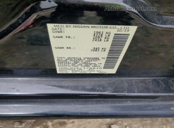1N4BL4CV4LC176816 2020 NISSAN ALTIMA Черный Вид подкапотного пространства