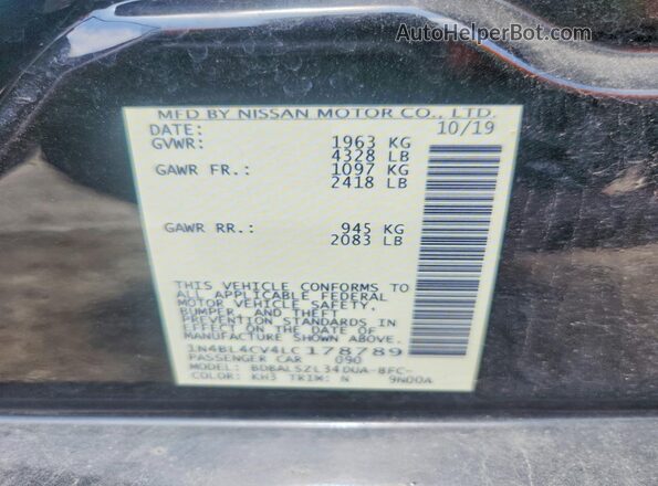 1N4BL4CV4LC178789 2020 NISSAN ALTIMA Black Widok komory silnika