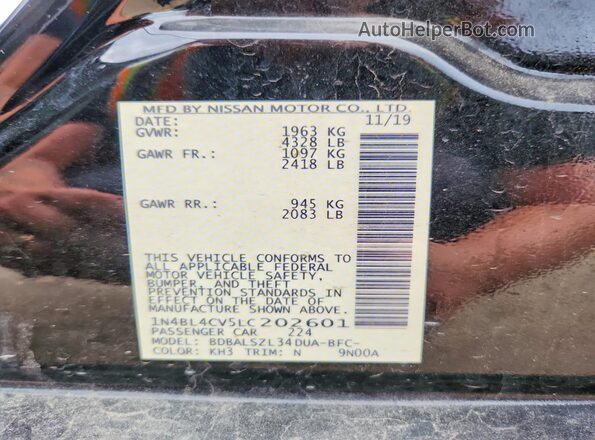 1N4BL4CV5LC202601 2020 NISSAN ALTIMA Black Engine compartment view