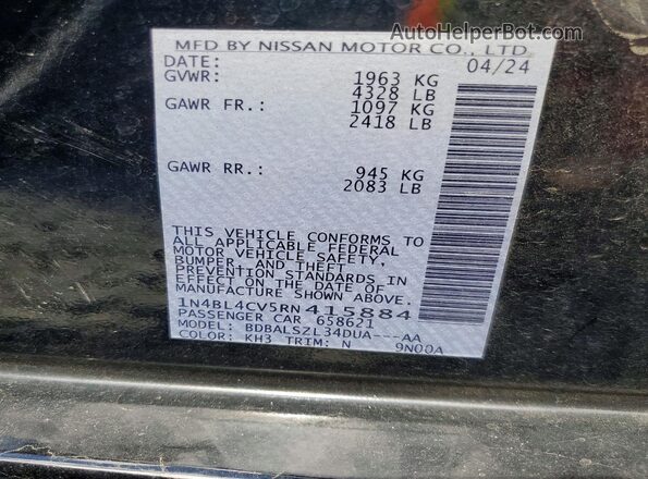 1N4BL4CV5RN415884 2024 NISSAN ALTIMA Black Vista del compartimento del motor
