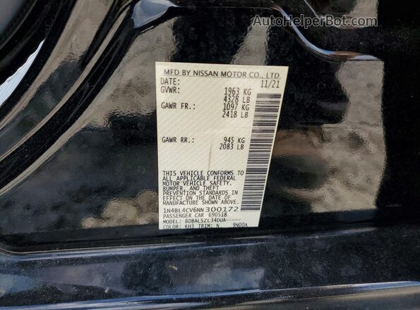1N4BL4CV6NN300172 2022 NISSAN ALTIMA Black Շարժիչի բաժամունքի տեսք