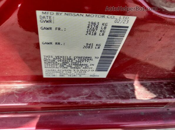 1N4BL4CV6PN359029 2023 NISSAN ALTIMA Maroon Vista del compartimento del motor