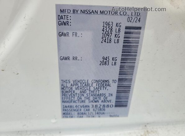 1N4BL4CV6RN382880 2024 NISSAN ALTIMA White Widok komory silnika