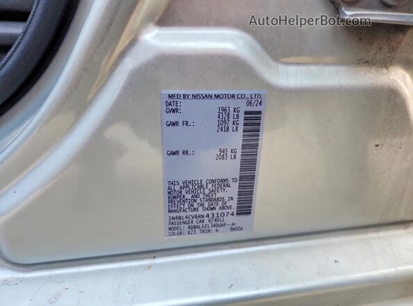1N4BL4CV6RN431074 2024 NISSAN ALTIMA Серебряный Вид подкапотного пространства