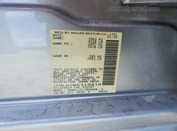 1N4BL4CV8KN319818 2019 NISSAN ALTIMA Белый Вид подкапотного пространства