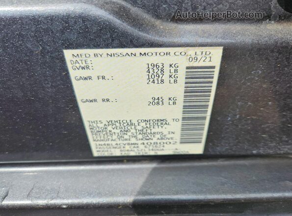 1N4BL4CV8MN408002 2021 NISSAN ALTIMA Gray Շարժիչի բաժամունքի տեսք