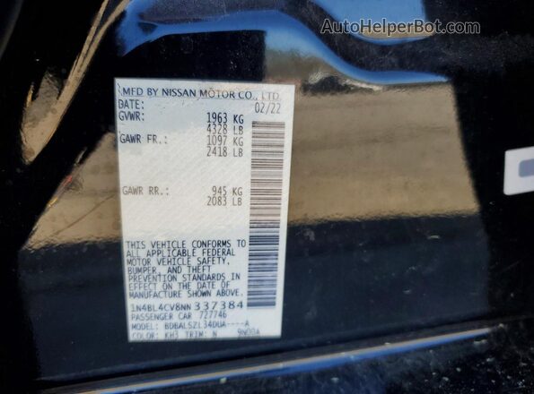 1N4BL4CV8NN337384 2022 NISSAN ALTIMA Black Engine compartment view