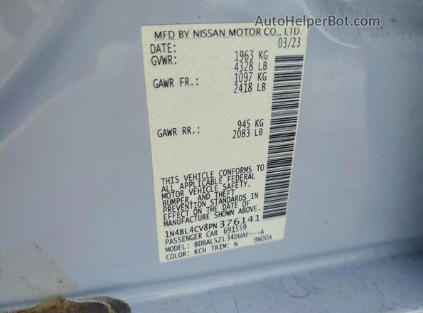 1N4BL4CV8PN376141 2023 NISSAN ALTIMA Silver Вид підкапотного простору