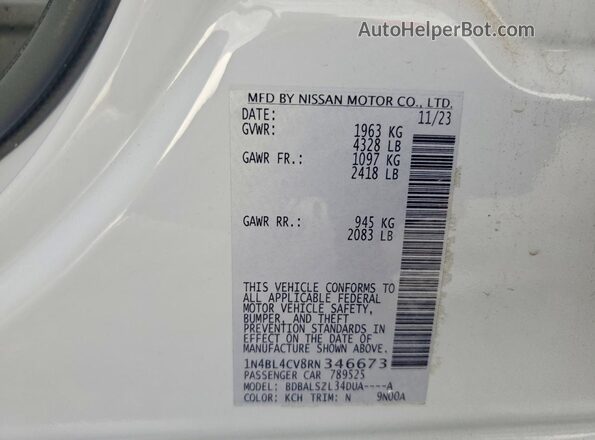 1N4BL4CV8RN346673 2024 NISSAN ALTIMA Серебряный Вид наклейки с VIN-кодом