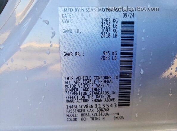 1N4BL4CV8SN315543 2025 NISSAN ALTIMA White Vista del compartimento del motor