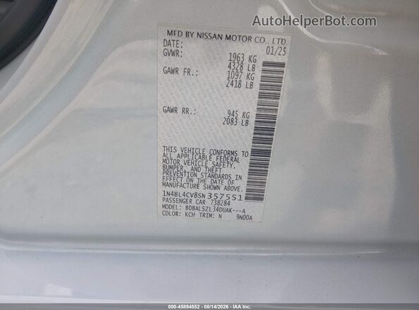 1N4BL4CV8SN357551 2025 NISSAN ALTIMA Синий Вид подкапотного пространства