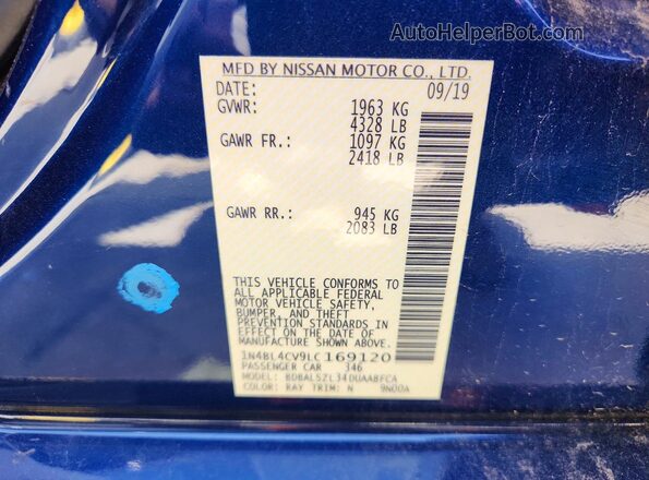 1N4BL4CV9LC169120 2020 NISSAN ALTIMA Blue Շարժիչի բաժամունքի տեսք