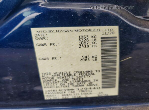 1N4BL4CV9MN329440 2021 NISSAN ALTIMA Blue ძრავის განყოფილების ხედი