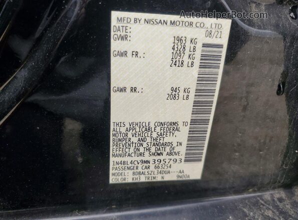 1N4BL4CV9MN395793 2021 NISSAN ALTIMA Черный Вид подкапотного пространства