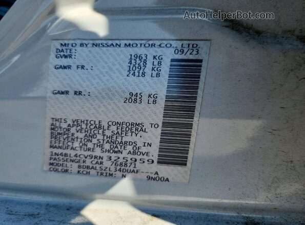 1N4BL4CV9RN325959 2024 NISSAN ALTIMA Silver VIN კოდის სტიკერის ხედი