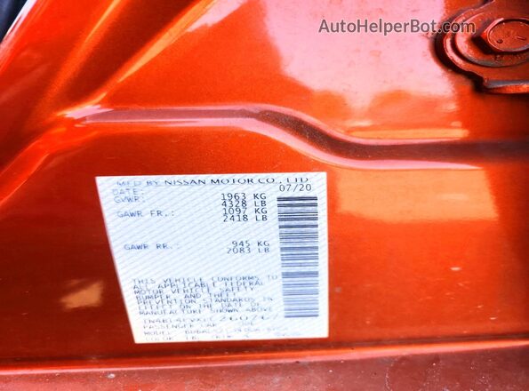 1N4BL4CVXLC260767 2020 NISSAN ALTIMA Orange Vista del compartimento del motor