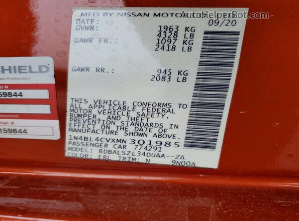 1N4BL4CVXMN301985 2021 NISSAN ALTIMA Orange Widok komory silnika