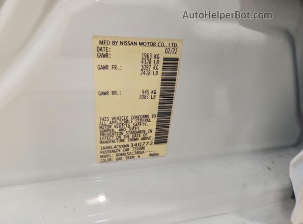 1N4BL4CVXNN340772 2022 NISSAN ALTIMA White ძრავის განყოფილების ხედი