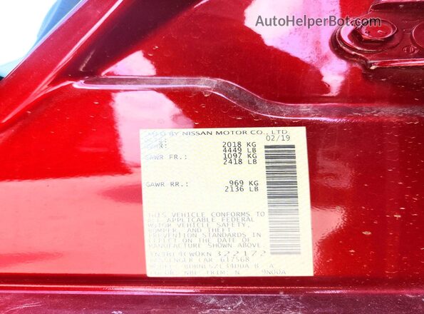 1N4BL4CW0KN322172 2019 NISSAN ALTIMA Red Вид підкапотного простору