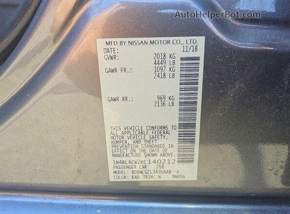 1N4BL4CW2KC140212 2019 NISSAN ALTIMA Orange Вид підкапотного простору