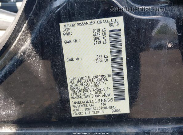 1N4BL4CW2LC136856 2020 NISSAN ALTIMA Black Vista del compartimento del motor