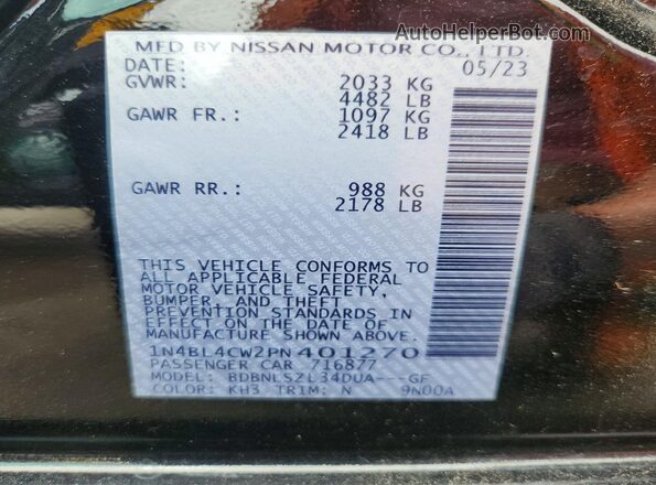 1N4BL4CW2PN401270 2023 NISSAN ALTIMA Black ძრავის განყოფილების ხედი