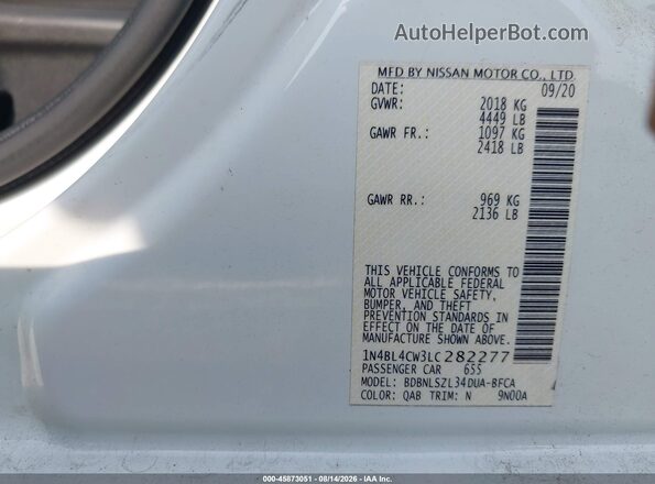 1N4BL4CW3LC282277 2020 NISSAN ALTIMA White Շարժիչի բաժամունքի տեսք