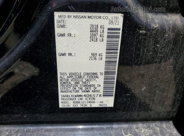 1N4BL4CW6MN406578 2021 NISSAN ALTIMA Черный Вид подкапотного пространства